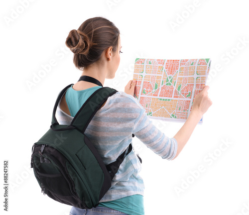 Traveler with map isolated ...