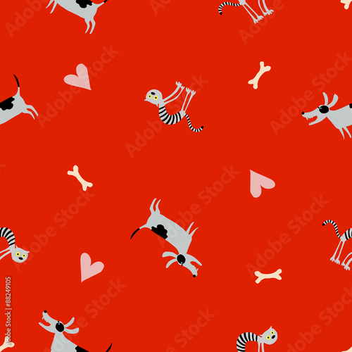 seamless pattern with cat and dog
