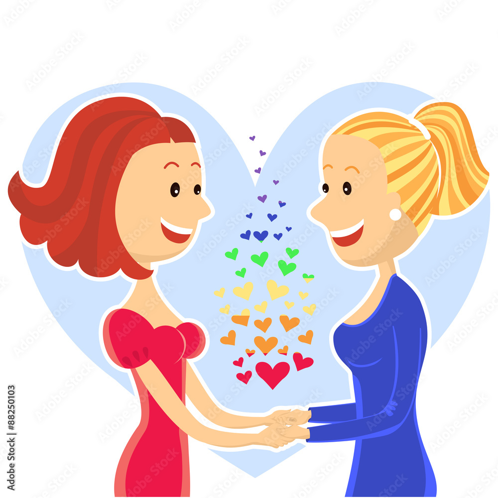 Smiling and happy lesbian couple of women Smiling and happy lesbian couple of women