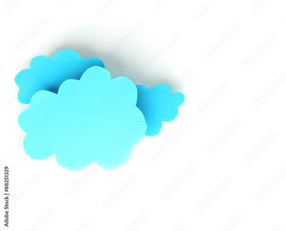 Blue paper clouds, isolated on white. Cloud computing concept. Blue paper clouds, isolated on white. Cloud computing concept.