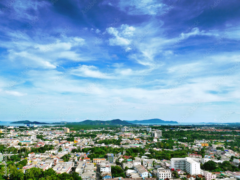 Aerial view of Phuket island Thailand.