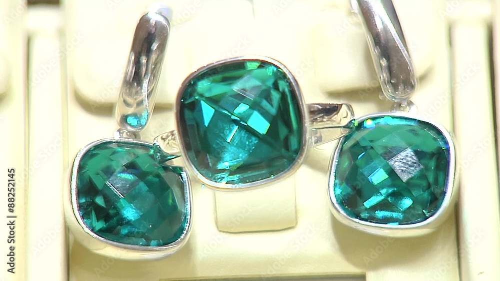 The ring and earrings with diamonds. 2 shots. The ring and earrings with diamonds. 2 shots.