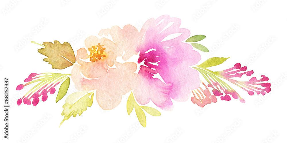 Watercolor greeting card flowers. Watercolor greeting card flowers.