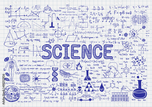Hand drawn science on paper