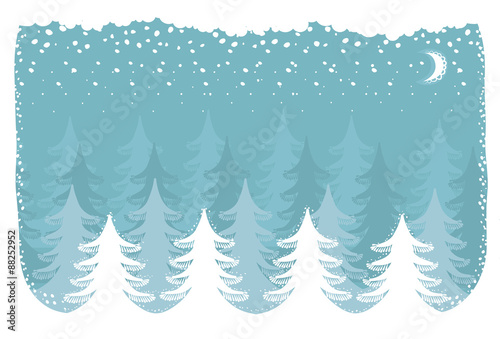 Winter snow forest.Vector christmas nature background