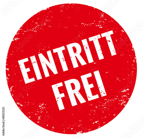 Eintritt frei Stempel rot rund button