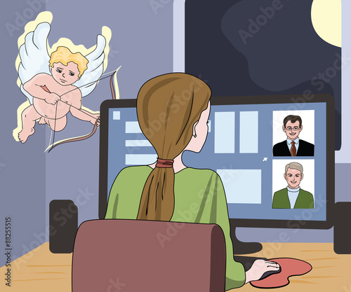 girl browses at internet dating site