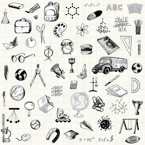 Set of doodle education icons