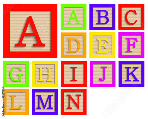 Vector modern wooden alphabet blocks set