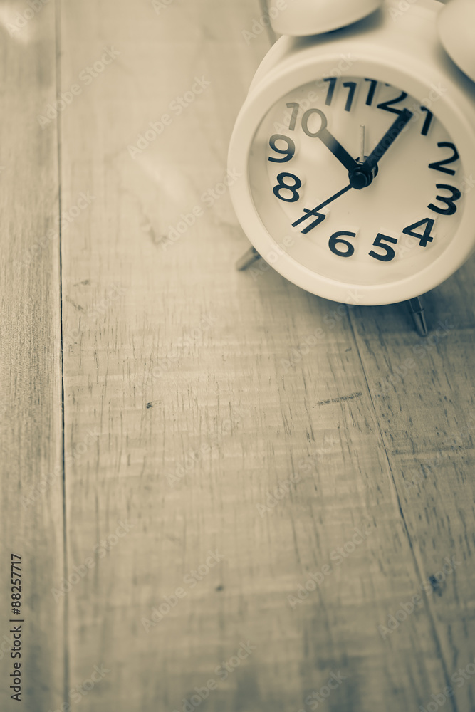 custom made wallpaper toronto digitalalarm clock on wood table in vintage color style
