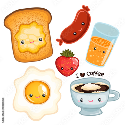 cute breakfast food. vector image
