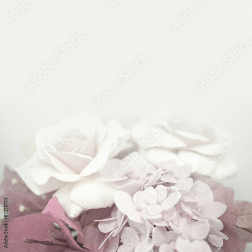 Sweet flowers in vintage color style on mulberry paper texture   © number1411