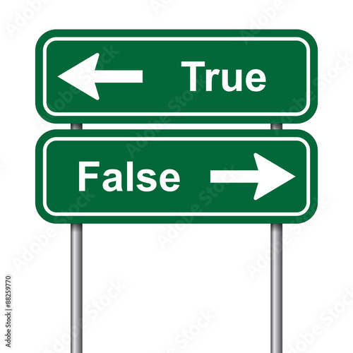 True and false green signal on a white background