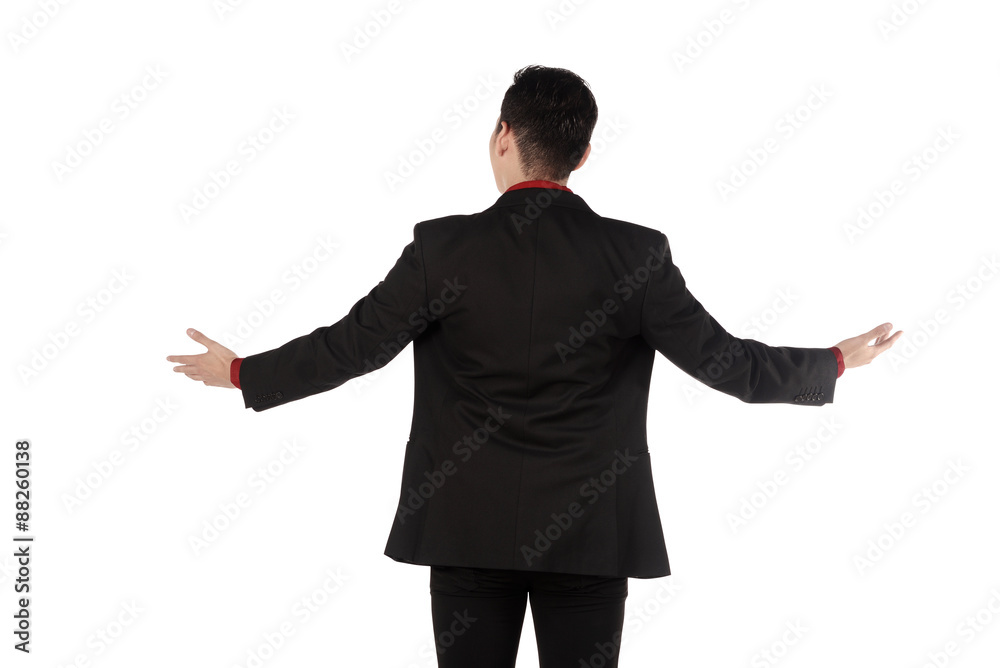 Business man giving lecture taken from behind Business man giving lecture taken from behind