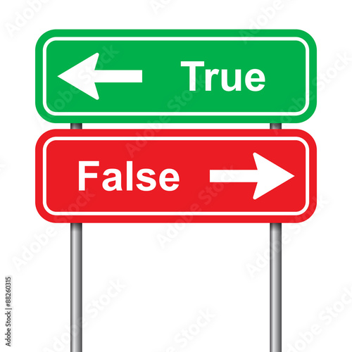 True and false green and red signal on a white background