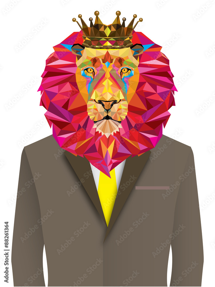 Fototapeta premium Lion man in geometric pattern - Vector illustration