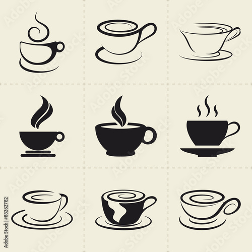 Coffee icons set, also as emblem, such a logo