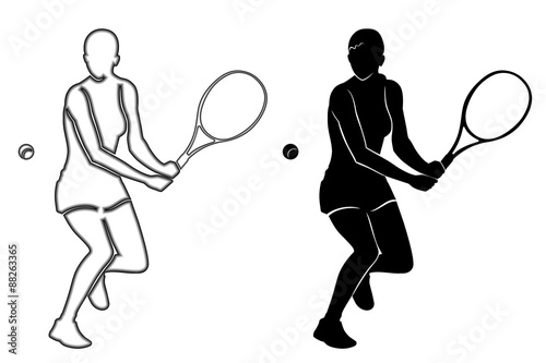 slhouette woman tennis player