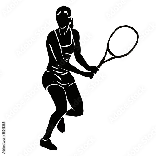 sketch woman tennis player