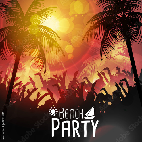 Summer Beach Party Poster - Vector Illustration