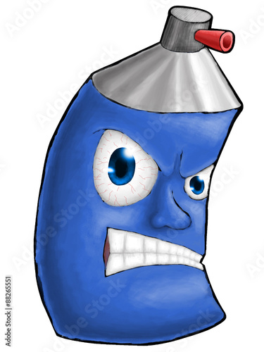Tableau sur toile painting digital color spray cartoon heartless face blue