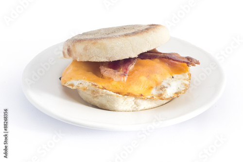 bacon egg cheese english muffin breakfast sandwich