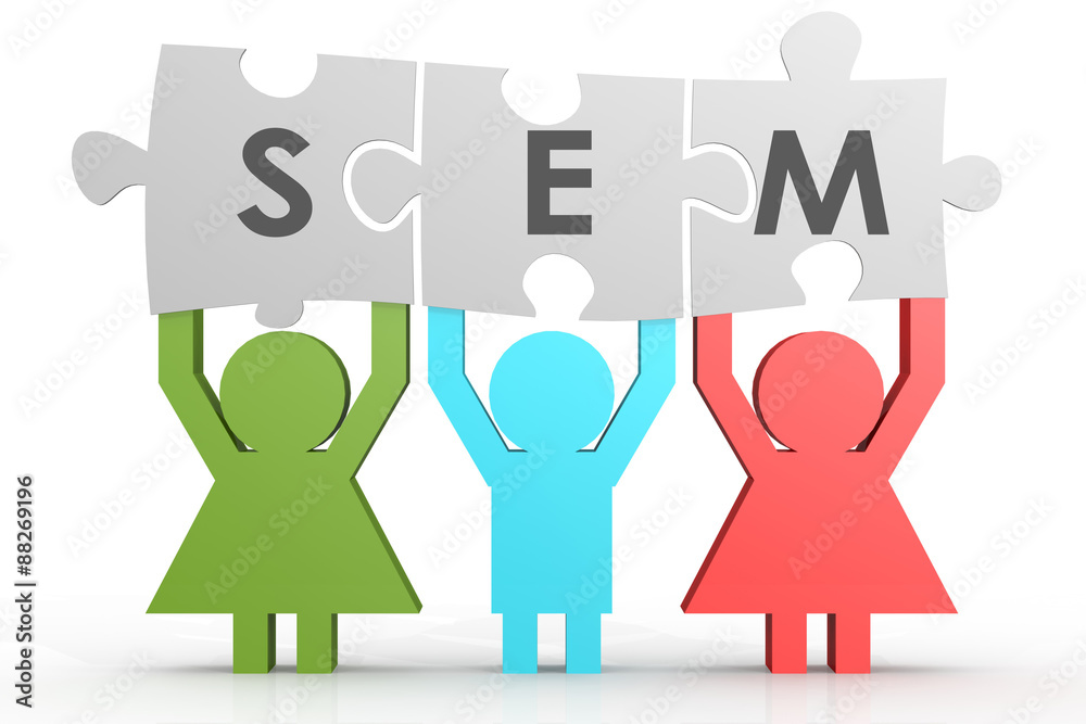 SEM - Search Engine Marketing puzzle in a line SEM - Search Engine Marketing puzzle in a line