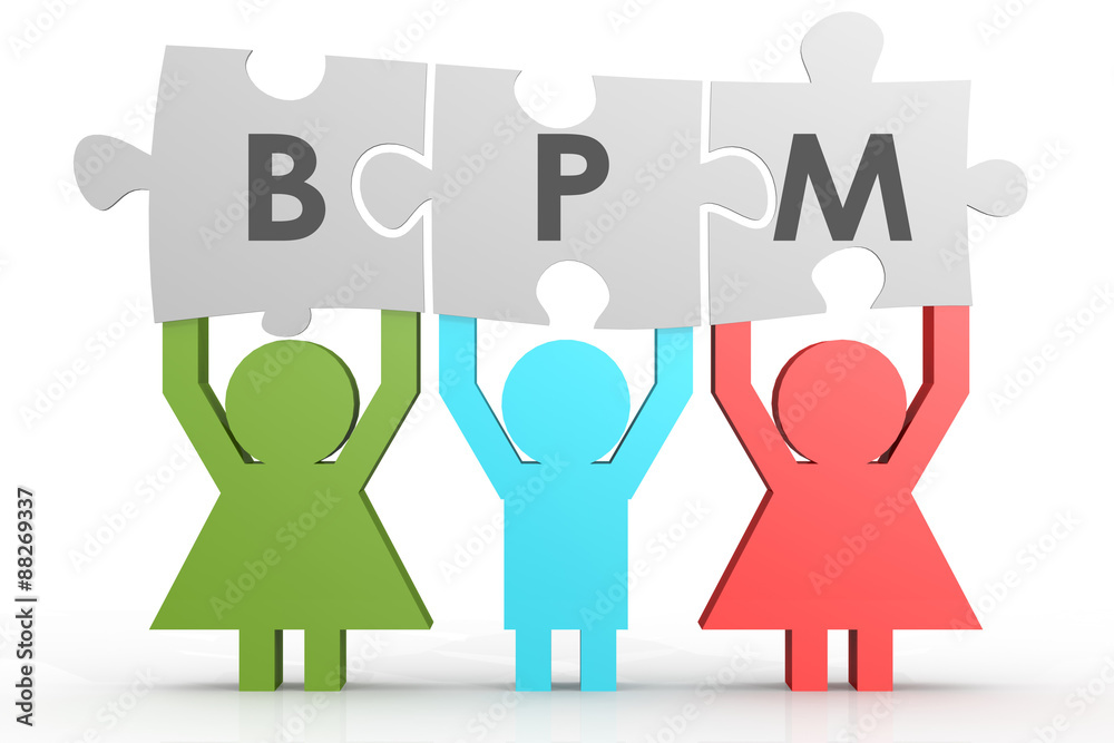 BPM - Business Process Management puzzle in a line BPM - Business Process Management puzzle in a line