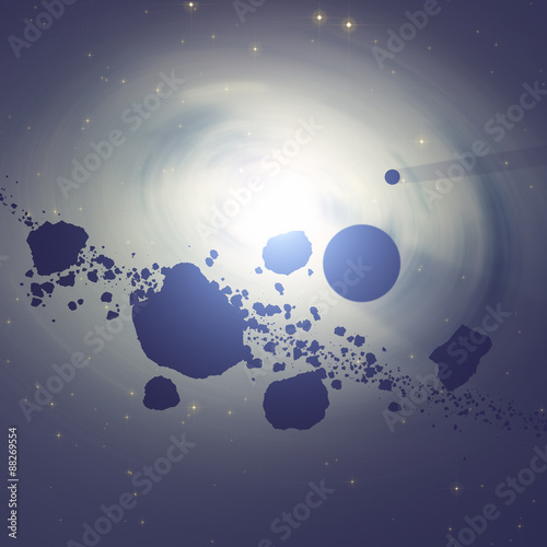 Fototapeta Naklejka Na Ścianę i Meble -  Asteroids and planets on a starry background. 