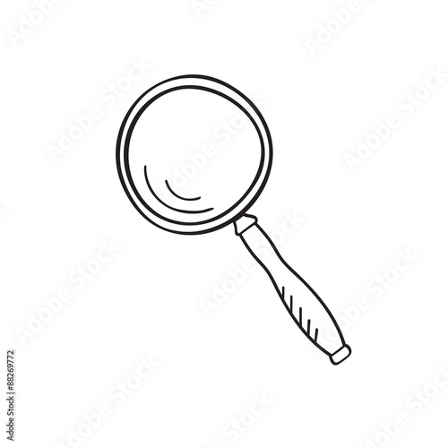Magnifying glass doodle style vector illustration. Search icon