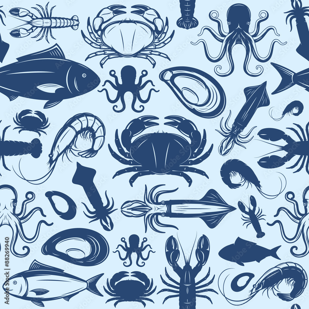 Seafood Seamless Pattern Seafood Seamless Pattern