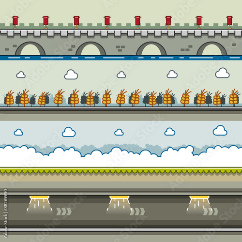 Parallax backgrounds for video games set 9