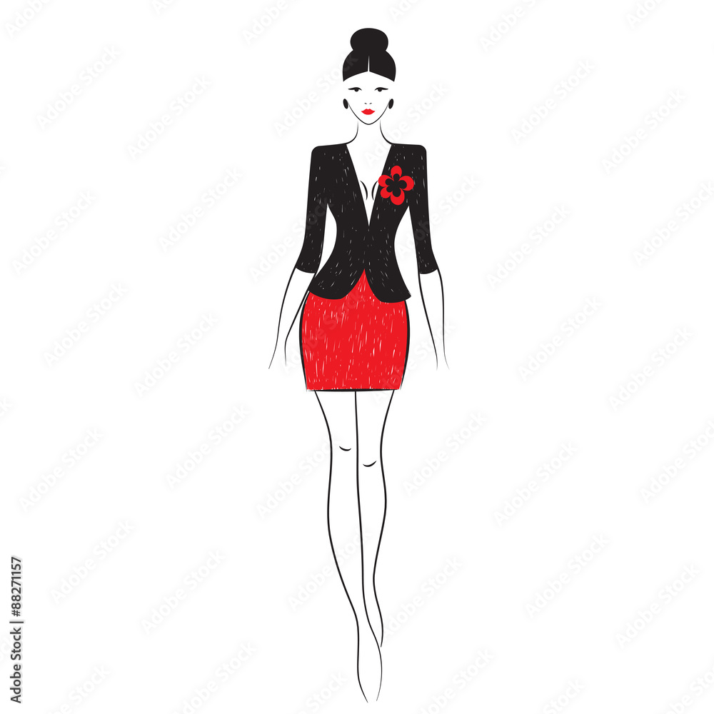 Silhouette elegant woman dressed in style Vector Image