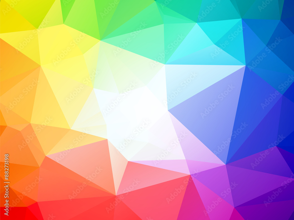 brightly colored triangular background with white center