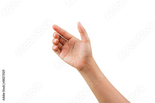 Woman handle of posture, isolated on white background