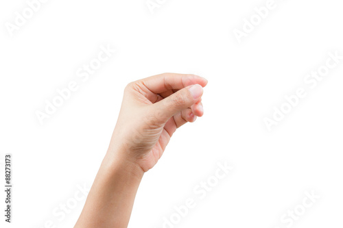 Woman handful of posture, isolated on white background