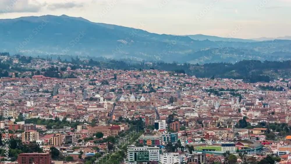 Cityscape time lapse view of the historic center of Cuenca, Ecuador Cityscape time lapse view of the historic center of Cuenca, Ecuador