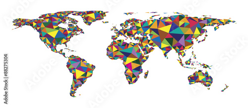 Abstract colorful polygonal geometric design world map