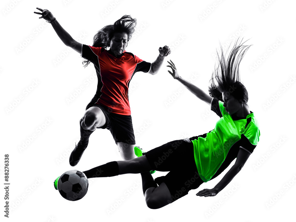 Fototapeta premium women soccer players isolated silhouette