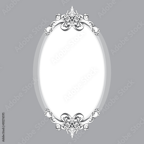 frame oval vintage baroque flowers vector