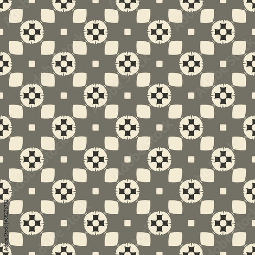 Geometric ornament seamless pattern.  Textile design template seamless background. Round, polygonal and linear motif endless texture. Monochrome  vector illustration.