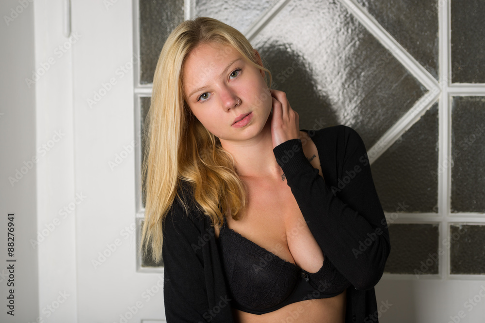 Fototapeta premium Beautiful blond woman with long hair