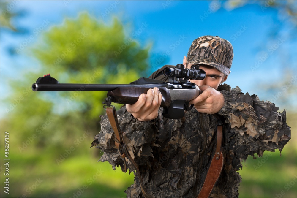 Fototapeta premium Hunter, Hunting, Rifle.