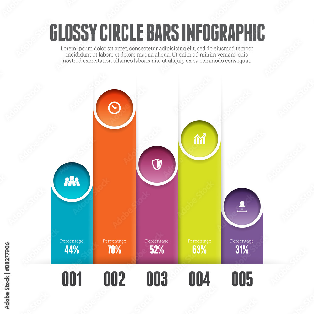 Glossy Circle Bars Infographic Glossy Circle Bars Infographic