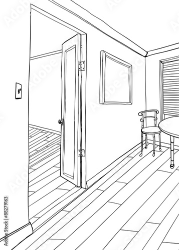 Outline of Room with Frame and Furniture