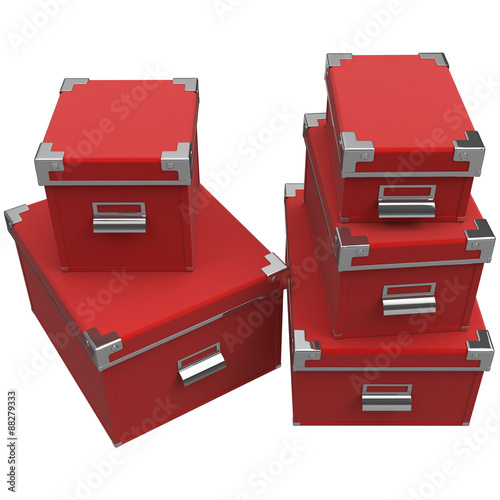 Boxes with chrome handles. 3D graphic