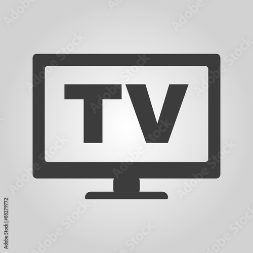 The tv icon. Television and telly, telecasting, broadcast symbol. Flat