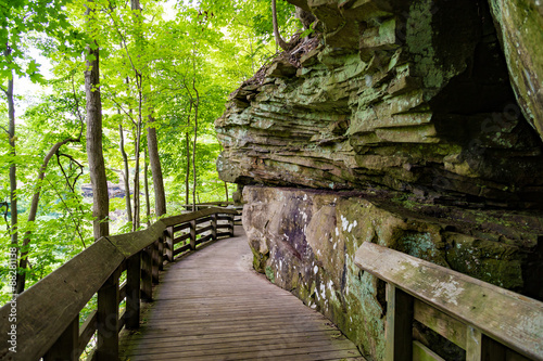 Beautiful boardwalk at Brandywine Falls in Cuyahoga National Park near Cleveland Ohio photo
