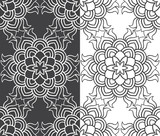Beautiful vector Print Seamless Pattern. grey Mandala Flowers with white annd black background.