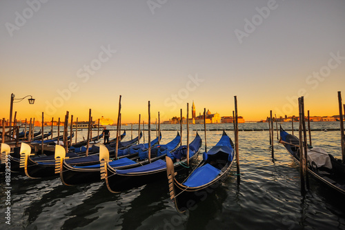 Gondolas in Venice at sunset © piper33